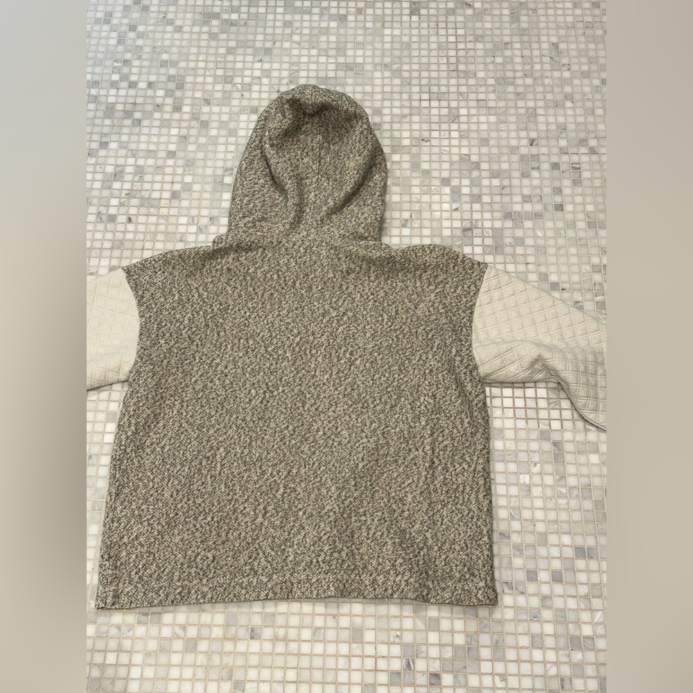 Madewell Quilted Sleeve Ivory Gray Hoodie Sweatshirt - Picture 12 of 14